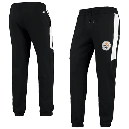 Men's Pittsburgh Steelers Starter Black/White Goal Post Fleece Pants